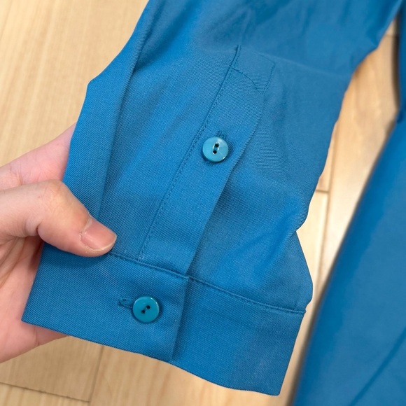 MaxMara Women’s Virgin Wool Teal Long Sleeve Midi Dress - Picture 5 of 5